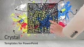  Presentation with code - PPT theme with qr code - composite image of businesswoman pointing background and a light gray colored foreground