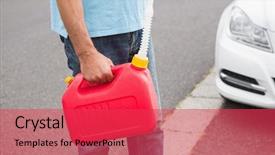  Presentation with petrol fuel storage - Presentation theme featuring qran - man bringing petrol canister background and a red colored foreground