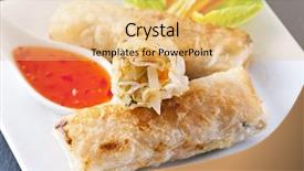  Presentation with sweet - Colorful PPT theme enhanced with qran - spring rolls with sweet sour backdrop and a yellow colored foreground