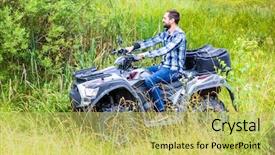  Presentation with road bike - Colorful presentation design enhanced with quad bike or atv backdrop and a yellow colored foreground