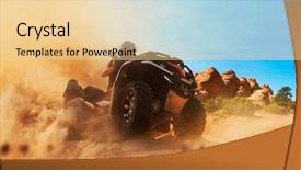  Presentation with rider - PPT theme enhanced with quad bike rider climbing background and a blonde colored foreground