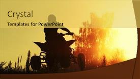  Presentation with sun - PPT theme having quad-biker-jumping-in-sunset background and a  colored foreground