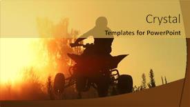  Presentation with sun - Presentation design having quad-biker-jumping-in-sunset background and a yellow colored foreground