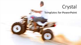  Presentation with qatar - Audience pleasing theme consisting of quad-biker tearing through desert sand in qatar arabia backdrop and a white colored foreground