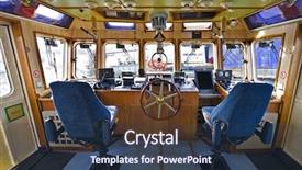  Presentation with wheelhouse vessel - Beautiful presentation theme featuring quadrant - wheelhouse of a fireboat backdrop and a ocean colored foreground
