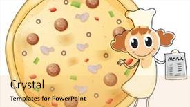  Presentation with chef - Beautiful slide deck featuring quadrilaterals - illustration of a chef backdrop and a yellow colored foreground