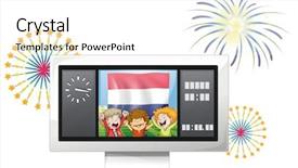  Presentation with flag - Beautiful theme featuring quadrilaterals - illustration of the board backdrop and a white colored foreground