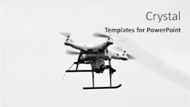  Presentation with camera drone - Presentation theme featuring quadrocopter-drone-flies-with-mounted background and a white colored foreground