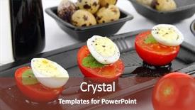  Presentation with quail - PPT theme featuring quail eggs and tomatoes background and a tawny brown colored foreground