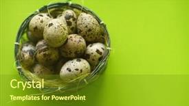  Presentation with quail - Presentation design enhanced with quail eggs in basket textured background and a tawny brown colored foreground
