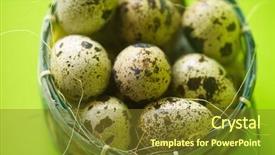  Presentation with spring flowers on textured - Presentation theme featuring quail eggs in basket textured background and a tawny brown colored foreground