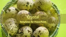 Presentation with protein - Slide set having quail eggs in basket textured background and a tawny brown colored foreground