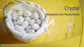 Presentation with eggs egg carton egg box - Slide set featuring quail eggs in white wicker background and a yellow colored foreground