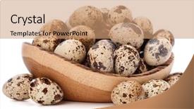  Presentation with quail - Audience pleasing slides consisting of quail eggs in wooden bowl backdrop and a coral colored foreground