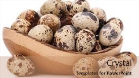  Presentation with quail - Slides with quail eggs in wooden bowl background and a coral colored foreground