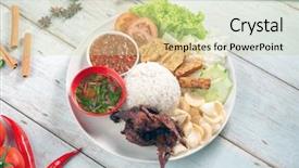  Presentation with malaysian nasi lemak food - PPT theme featuring quail meat popular traditional malaysian background and a soft green colored foreground