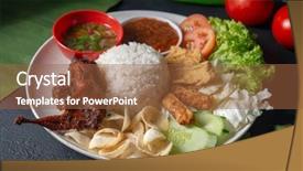  Presentation with malaysian nasi lemak food - Slide deck enhanced with quail meat popular traditional malaysian background and a tawny brown colored foreground