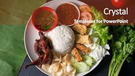  Presentation with malaysian nasi lemak food - Amazing PPT theme having quail meat popular traditional malaysian backdrop and a tawny brown colored foreground