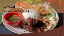  Presentation with malaysian nasi lemak food - Slide set consisting of quail meat popular traditional malaysian background and a coral colored foreground