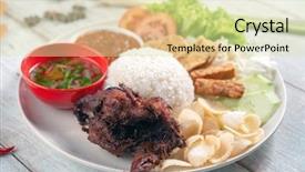  Presentation with malaysian nasi lemak food - PPT theme with quail meat popular traditional malaysian background and a soft green colored foreground
