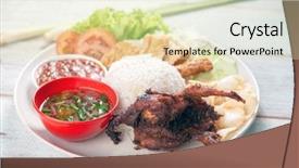  Presentation with malaysian nasi lemak food - Slide deck having quail meat popular traditional malaysian background and a soft green colored foreground