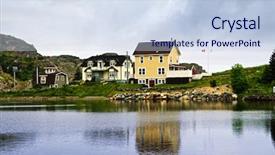  Presentation with newfoundland - Theme consisting of quaint seaside fishing village in newfoundland canada background and a sky blue colored foreground