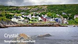  Presentation with newfoundland - Colorful theme enhanced with seaside fishing village in newfoundland backdrop and a gray colored foreground