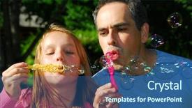  Presentation with soap sparkling air bubbles - Amazing presentation design having qualidade de vida - happy family blowing soap bubbles backdrop and a ocean colored foreground