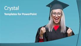  Presentation with winner - Theme featuring qualification - young blonde woman wearing graduate background and a teal colored foreground