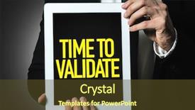  Presentation with time - Beautiful slides featuring qualification validation - time to validate backdrop and a  colored foreground