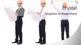  Presentation with population growth word - Colorful presentation design enhanced with qualified architect in an orange backdrop and a  colored foreground