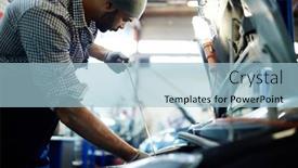  Presentation with car - Presentation design featuring qualified-repairman-checking-up-car background and a  colored foreground