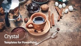  Presentation with cup cake - Audience pleasing theme consisting of qualitative - crafting coffee in clay cup backdrop and a violet colored foreground