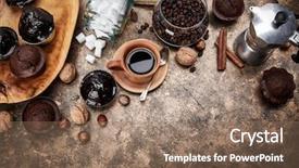  Presentation with coffee cup - Theme consisting of qualitative - crafting coffee in clay cup background and a violet colored foreground