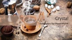  Presentation with cup coffee - Audience pleasing presentation consisting of qualitative - crafting coffee in clay cup backdrop and a coral colored foreground