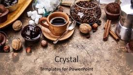  Presentation with cup cake - Presentation theme featuring qualitative - crafting coffee in clay cup background and a coral colored foreground