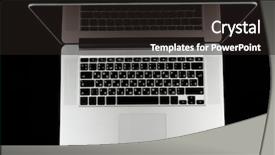 Presentation with dark - Beautiful PPT layouts featuring qualitative - laptop on dark background backdrop and a  colored foreground