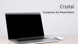  Presentation with wall - Audience pleasing PPT layouts consisting of qualitative - modern laptop on table backdrop and a sky blue colored foreground