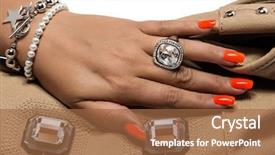  Presentation with nail art - Slides featuring cercle de qualite - closeup of the woman's hand background and a red colored foreground