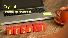  Presentation with cube - Presentation theme featuring quality alert - recall written on a wooden background and a tawny brown colored foreground