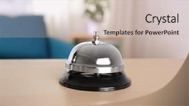  Presentation with bell service - Cool new PPT theme with quality alert - silver service bell on reception backdrop and a soft green colored foreground