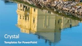  Presentation with building - PPT theme consisting of quality awareness - building is reflected background and a teal colored foreground