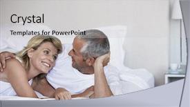  Presentation with eyes - Presentation enhanced with quality care - affectionate couple looking in each background and a light gray colored foreground