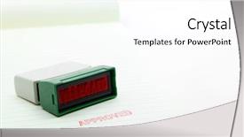  Presentation with stamp - Slides with quality concept - approved stamp on paper background and a white colored foreground