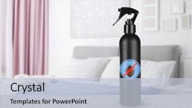  Presentation with bottle - Presentation theme having quality control - bottle of anti bed bug background and a lemonade colored foreground