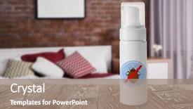  Presentation with bed - PPT theme enhanced with quality control - bottle of anti bed bug background and a coral colored foreground