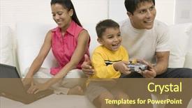  Presentation with quality control - Presentation theme enhanced with quality control - father playing video game background and a coral colored foreground