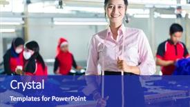  Presentation with textile - Amazing slide set having quality control - female indonesian tailor dressmaker backdrop and a navy blue colored foreground