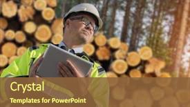  Presentation with forestry - Audience pleasing slides consisting of quality control - forestry worker with digital tablet backdrop and a tawny brown colored foreground