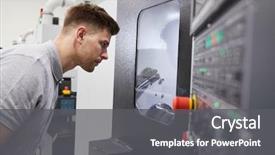  Presentation with quality control - Cool new slide set with quality control - male engineer watching progress backdrop and a gray colored foreground